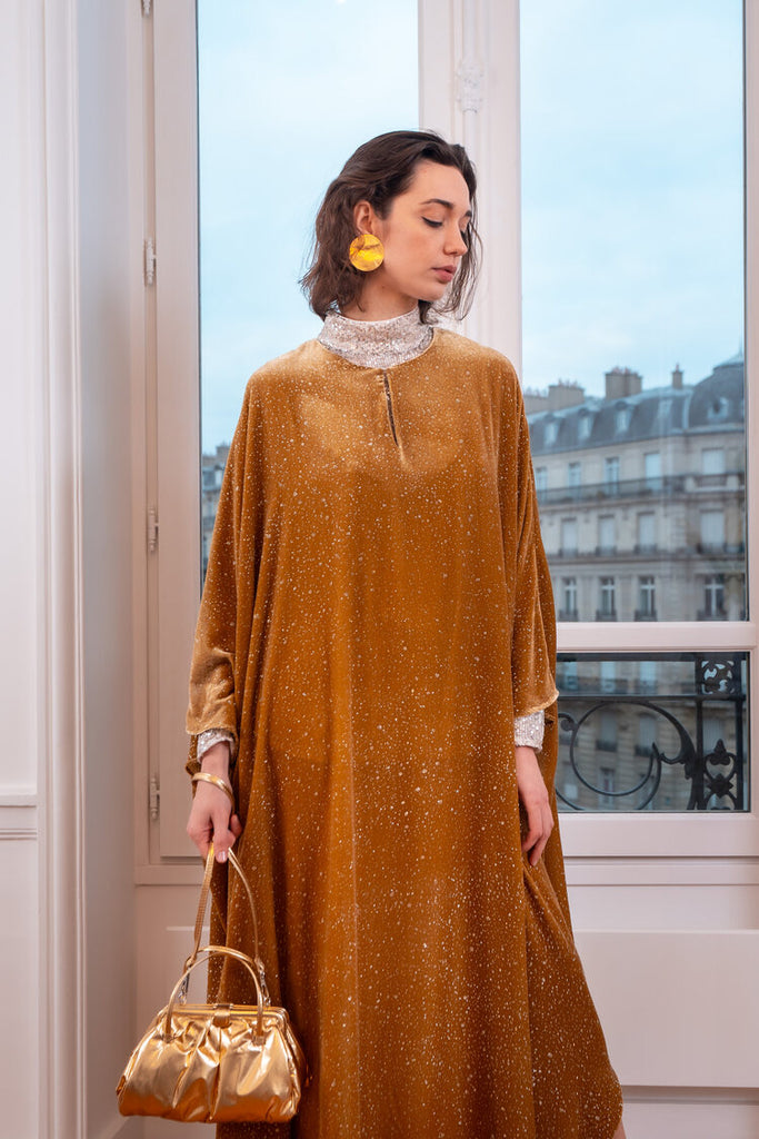 Gold Sequin Evening Kaftan Dress - EleLondon ELE London Gold Sequin Evening Kaftan Dress - EleLondon ELE London