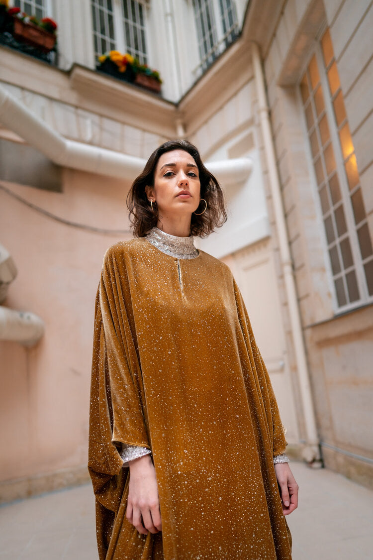 Gold Sequin Evening Kaftan Dress - EleLondon ELE London Gold Sequin Evening Kaftan Dress - EleLondon ELE London